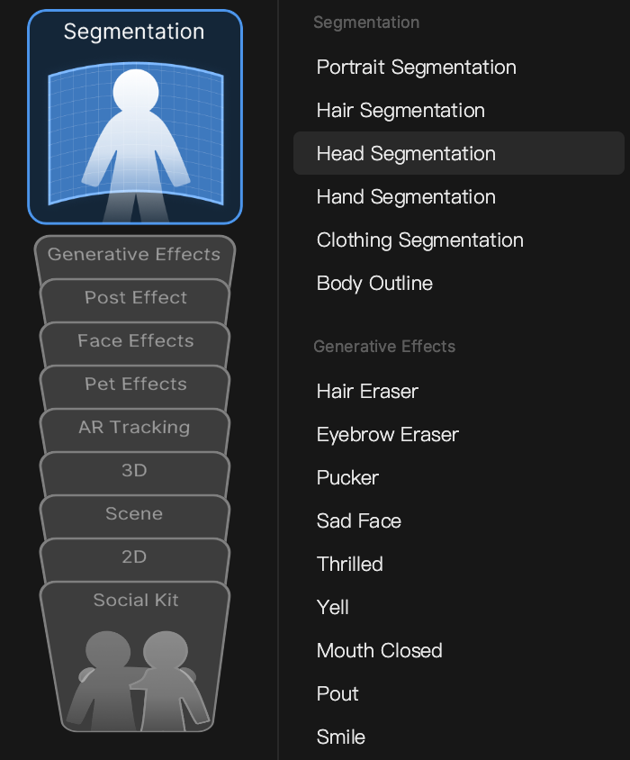 add head segmentation object