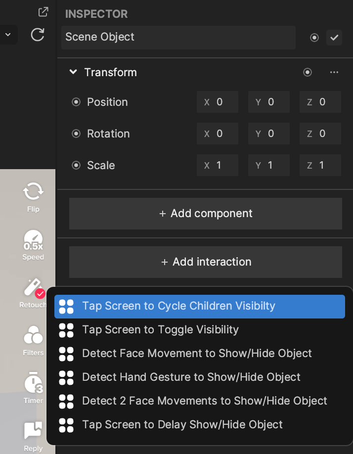 cycle child visibility interaction