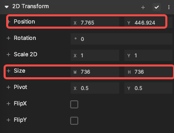 2d transform component in inspector panel