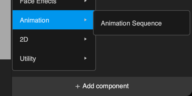 add an animation sequence component in the inspector panel