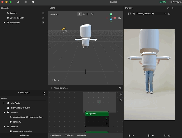 add a body avatar drive object in the hierarchy panel
