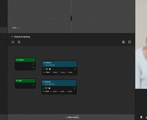 add get time node in the visual scripting panel