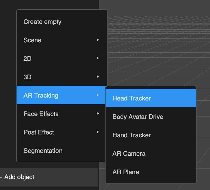 add a head tracker object in the hierarchy panel