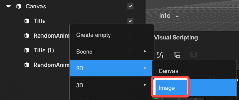 add image object in the hierarchy panel