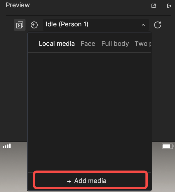 add media in the preview panel