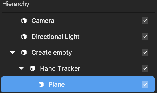 add a plane object in the hierarchy panel