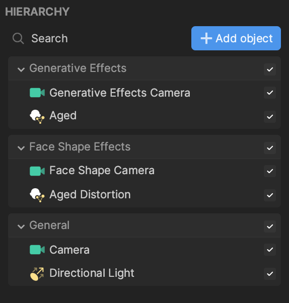 two aged objects in hierarchy