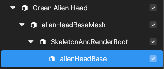 alienheadbase in the hierarachy panel