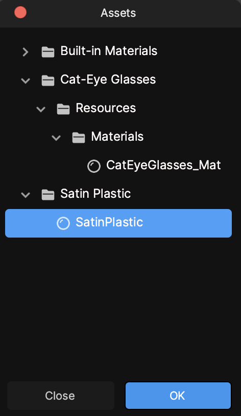 change material with assets picker