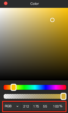 color picker of gold