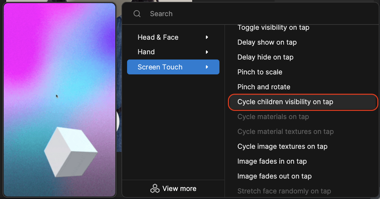 cycle child visibility interaction