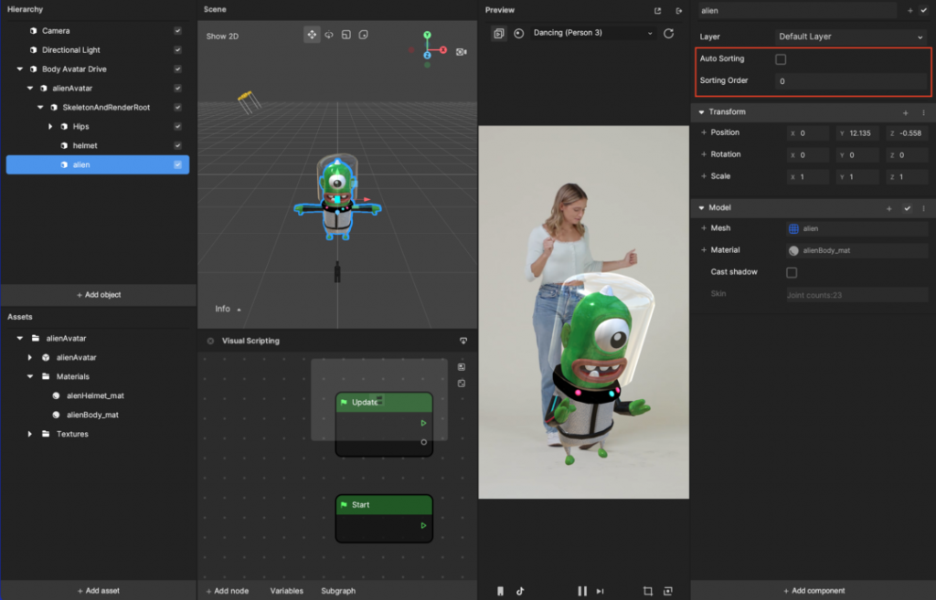 deselect auto sorting of the model