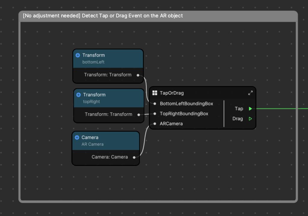 detect tap or drag event on the ar object visual scripting graph