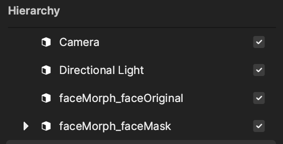 facemask_faceoriginal in the hierarchy panel