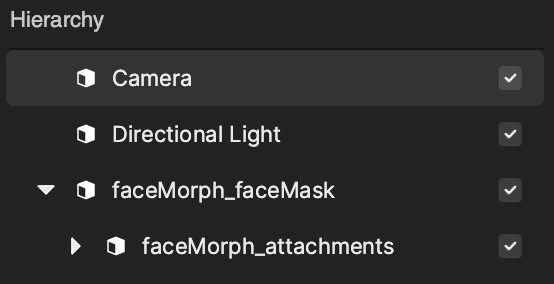 facemorph object in the hierarchy panel