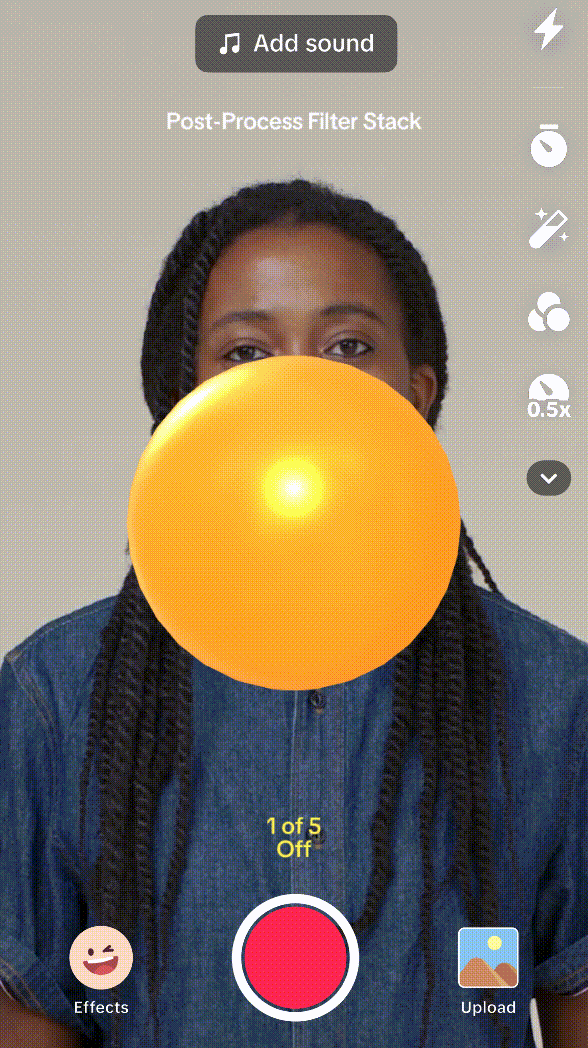 Post-Process Filter Stack demo running in Effect House preview