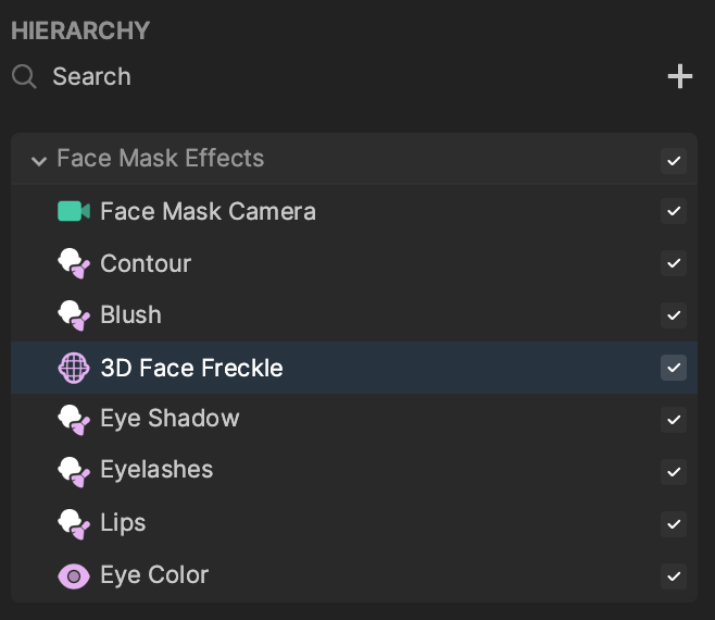 freckles makeup hierarchy panel