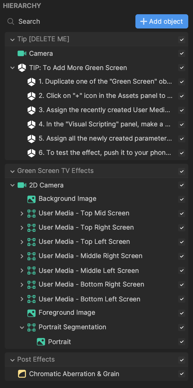 green screen tvs hierarchy