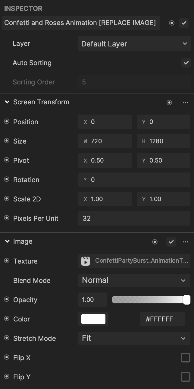 modify the image texure in the inspector panel
