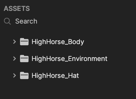high horse assets panel