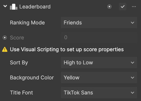 leaderboard properties