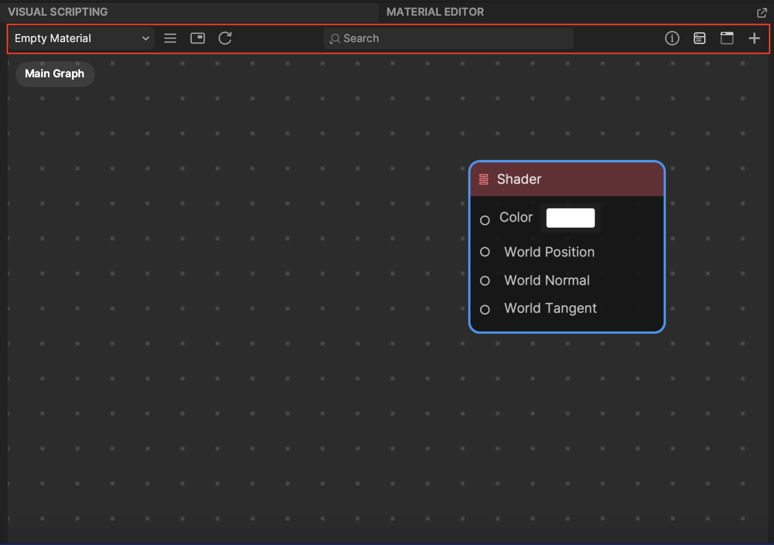 material editor toolbar