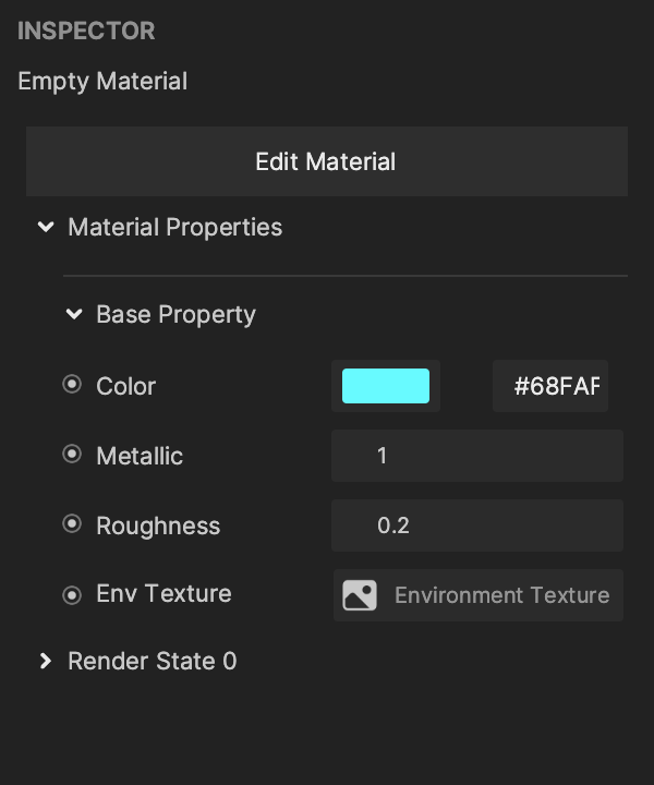 material properties in inspector panel