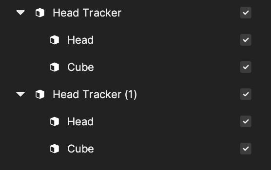 multiple head trackers in hierarchy