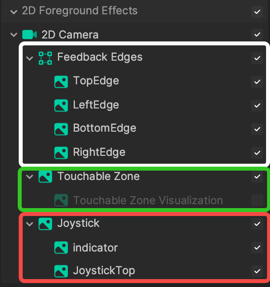 joystick objects in hierarchy