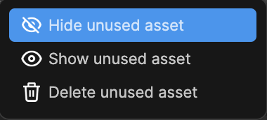 organize assets options