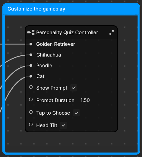 personality quiz controller