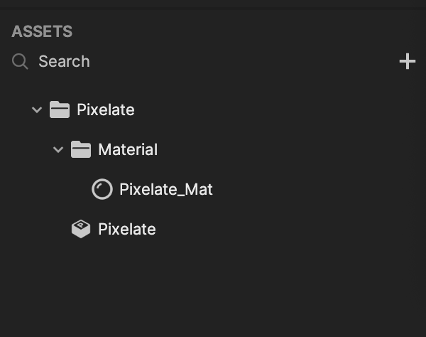 piexelate asset in the assets panel