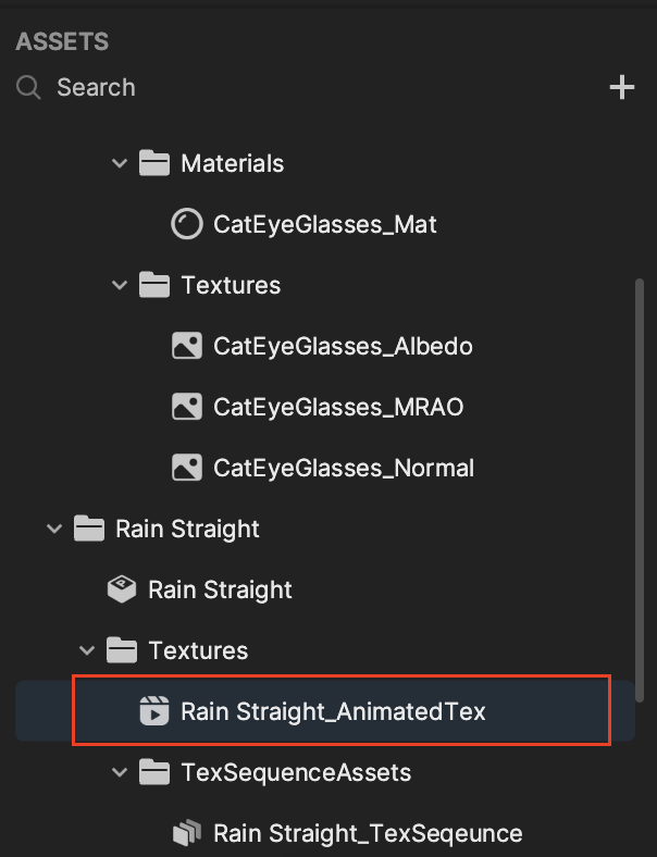 rain straight texutre in assets panel